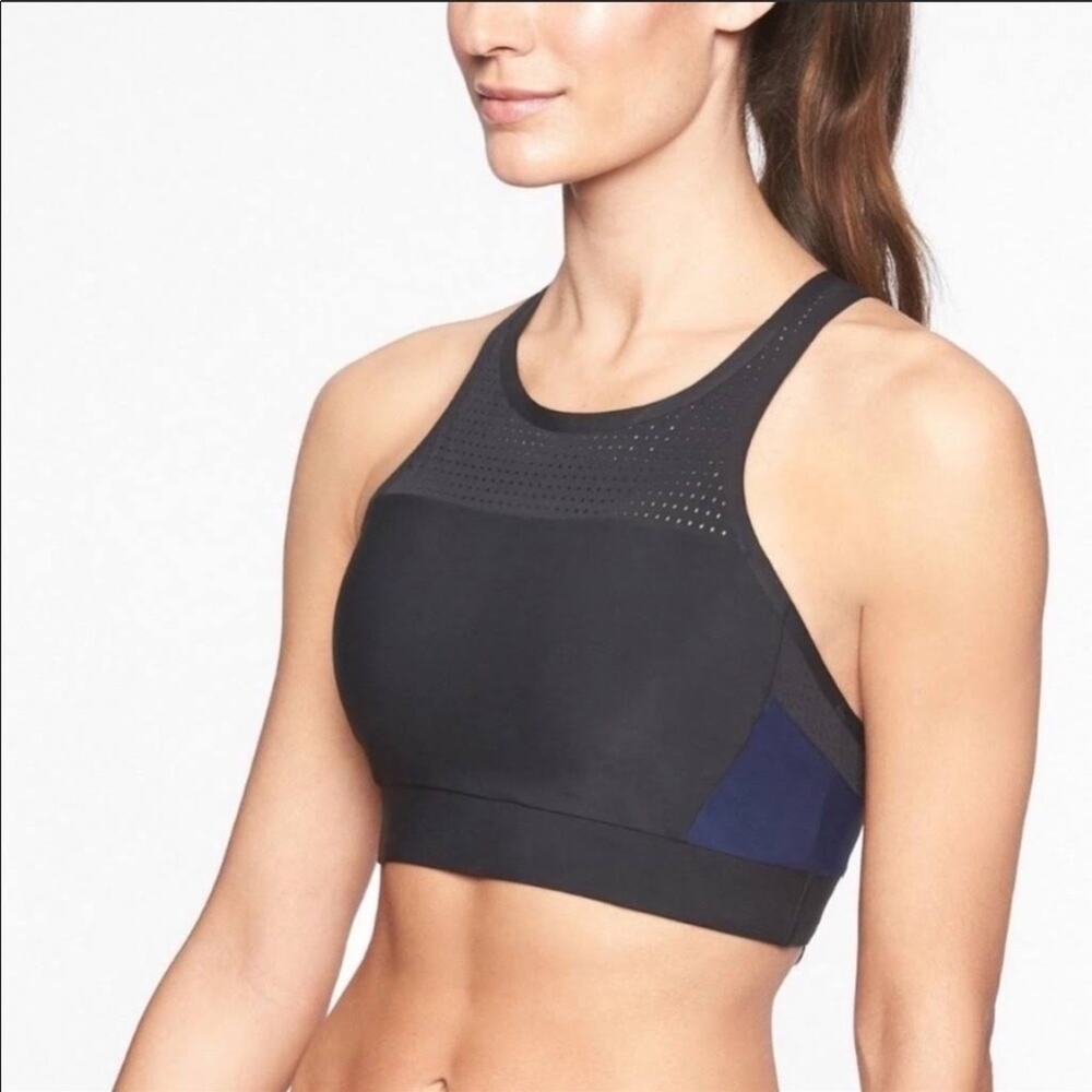 Athleta XS Sports Bra/swim Top Tank Top Black Blue